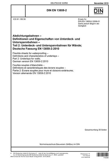 DIN EN 13859-2:2010 DE - Abdichtungsbahnen - Definitionen und ...