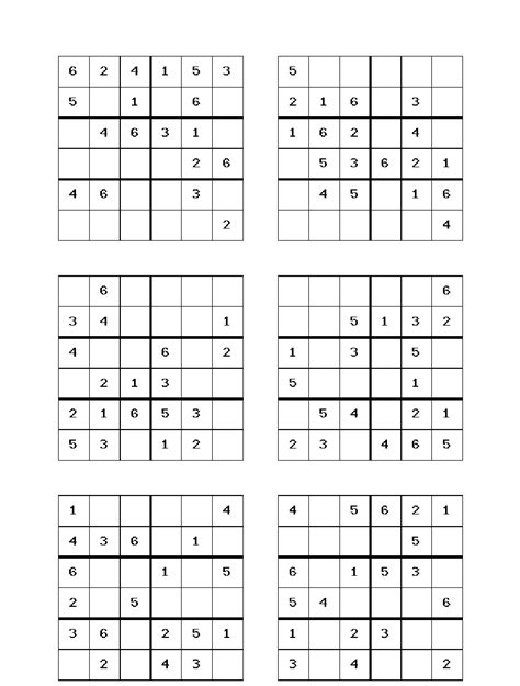 六宫格数独练习题可直接打印,每页6题,共26页_文档之家