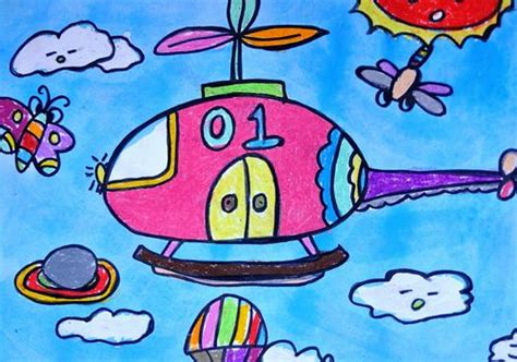 彩色直升飞机简笔画画法图片步骤🎬小小画家