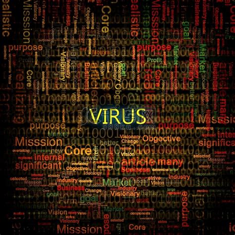 一个计算机病毒检测符号插图与文字病毒高清摄影大图-千库网