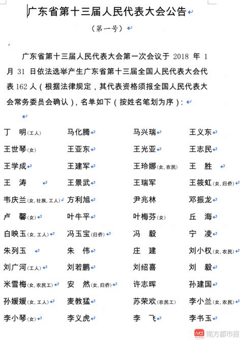 广东选出162名第十三届全国人大代表(名单)_广东频道_凤凰网