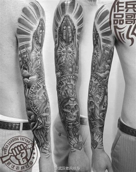 武汉最好纹身店打造的欧美花臂纹身作品