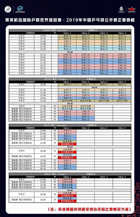 乒乓球名古屋赛程表16号