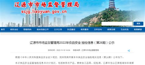 吉林省辽源市市场监管局2022年食品安全抽检信息（第26期）公示-中国质量新闻网