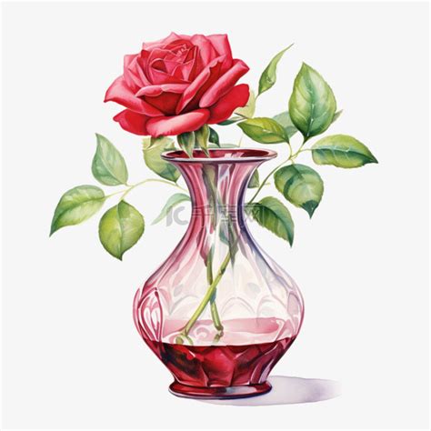 水彩瓶中花图片