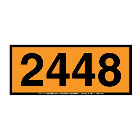 LABELMASTER UN Container Placard: UN 2448, 6 19/64 in Label Wd, 15 3/4 ...