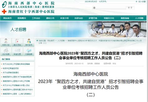 2023海南西部中心医院招才引智招聘会事业单位考核招聘58人（报名时间3月21日-22日）