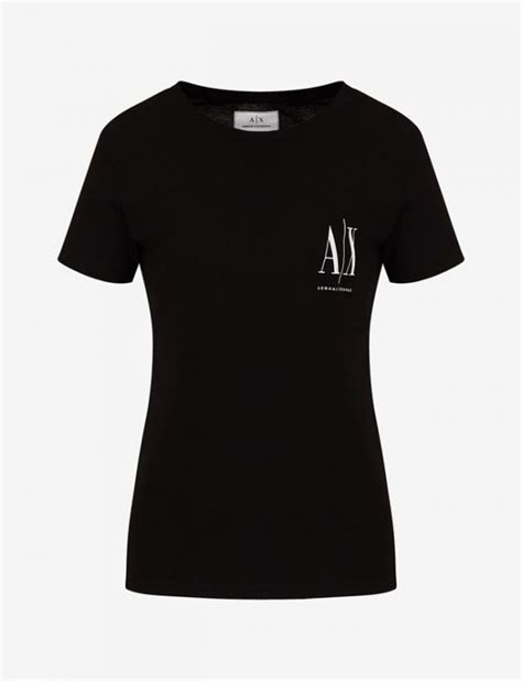 ARMANI EXCHANGE-T-shirt DONNA NERA regular fit con logo - Angels Campagna