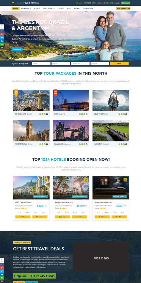 Bootstrap假日酒店网上预订模板和旅游网站订票HTML5响应模板