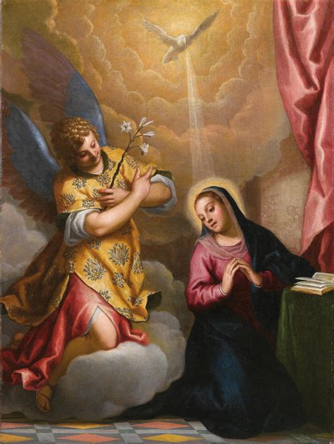 圣经故事，大天使加百列手持百合花告之圣母… - 堆糖，美图壁纸兴趣社区
