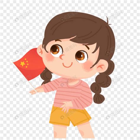 女孩手拿中国国旗元素素材下载-正版素材400428440-摄图网