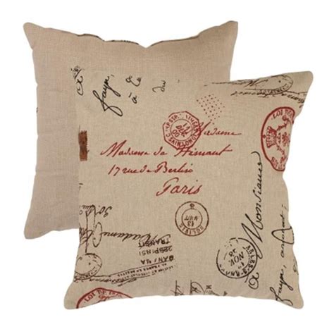 Pillow Perfect 474830 18 in. French Postale Throw Pillow - Linen-Red ...