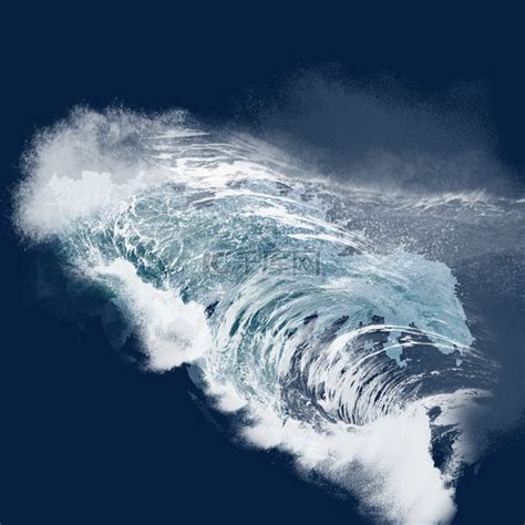 海浪蓝色海洋大风大浪元素素材图片免费下载-千库网