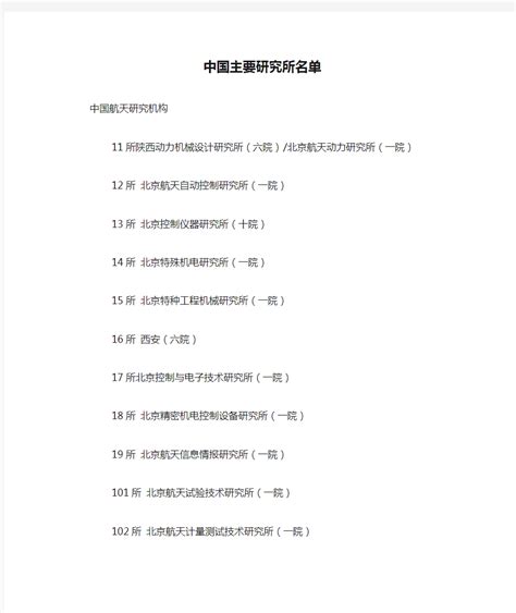 中国主要研究所名单(全) - 文档之家