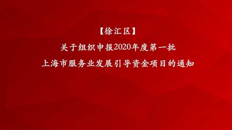 徐汇区组织2020年度第一批 上海市服务业发展引导资金项目的通知_附件