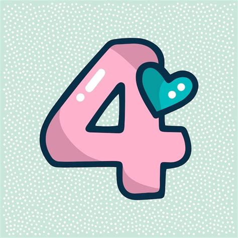 Cute Four Number Cartoon Icon In Blue Color. 24217476 Vector Art at ...