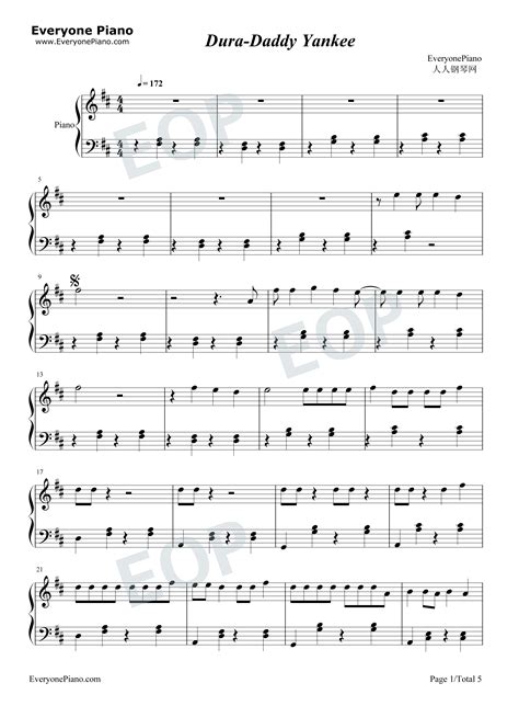 Dura-嘟啦舞-极简好听-西班牙神曲五线谱预览1-钢琴谱文件（五线谱、双手简谱、数字谱、Midi、PDF）免费下载