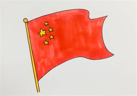 中国国旗怎么画的简笔画步骤 - 水彩迷