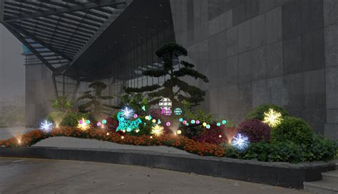 街道亮化工程案例LED粉色发光桃花树，树木装饰彩灯 - 西安景观亮化|亮化照明产品厂家|户外节日亮化工程_智慧港智能科技