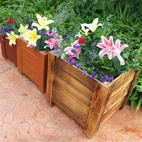 防腐木花箱座椅组合户外种植箱塑木花箱移动花箱实木箱子种植箱子-阿里巴巴