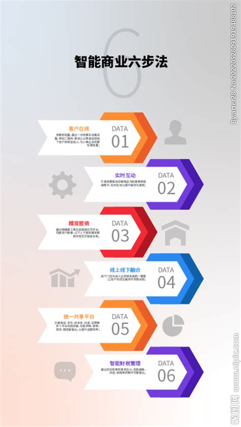 扁平化六步法商业信息图表设计模板 Flat Six Steps Business Infographic – 设计小咖