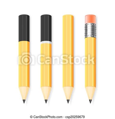Vector pencil set black and yellow color, isolated on white background ...