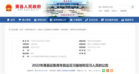 2022安徽省宿州市萧县征集青年就业见习基地和见习人员公告