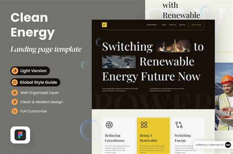 可再生能源网站着陆页面设计模板 Onicrom – Clean Energy Landing Page – 设计小咖