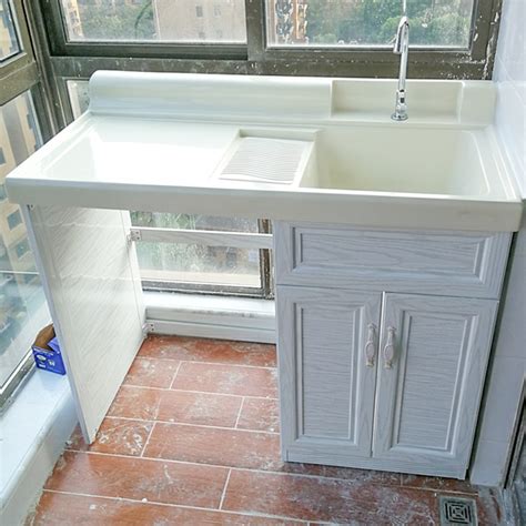 上海太空铝洗衣柜阳台柜整体定制洗衣机柜定做切角一体洗衣盆异形-淘宝网