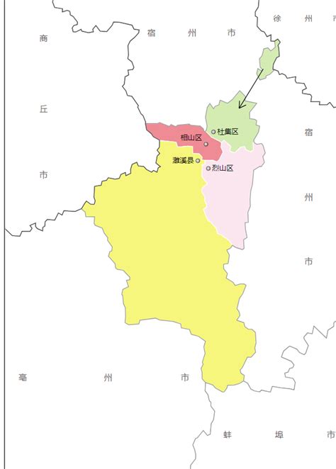 淮北市行政区划地图：淮北市 下辖3个区、1个县分别是哪些？