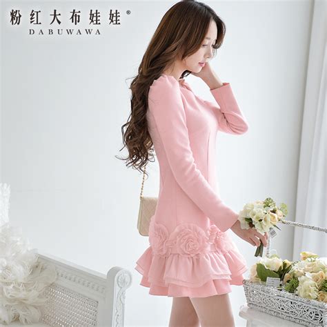 连衣裙春粉红大布娃娃2014春装新款女装V领图片