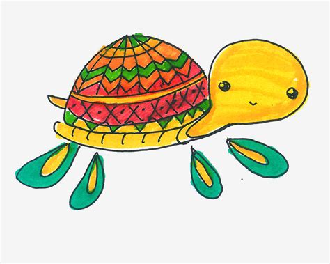 爬行乌龟简笔画画法图片步骤（昆明儿童绘画培训） - 有点网 - 好手艺