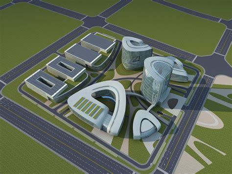 现代工业园区su模型下载-光辉城市