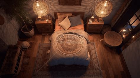 波西米亚风家居卧室设计图图片素材-正版创意图片600103013-摄图网