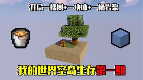 我的世界空岛生存01：开局一棵树、一块冰、一桶岩浆，能活下去吗？