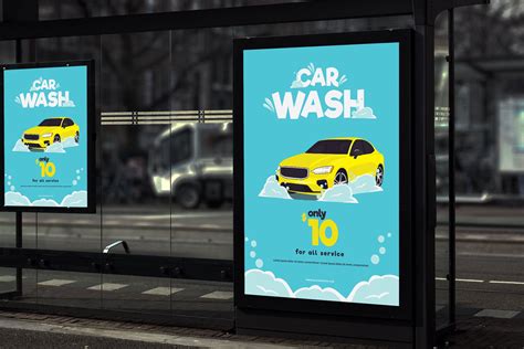 洗车服务广告海报设计模板 Car Wash – Poster GR – 设计小咖