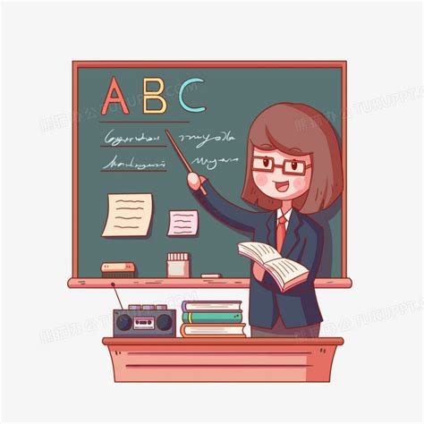 英语老师插画-英语老师配图-千库网
