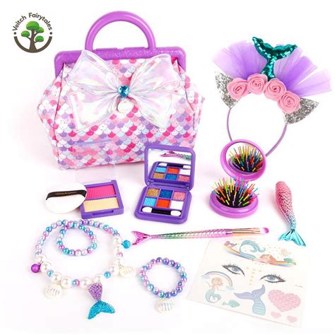 美人鱼女孩女童儿童小公主梳妆打扮饰品盒美妆手提包套装玩具彩妆-阿里巴巴
