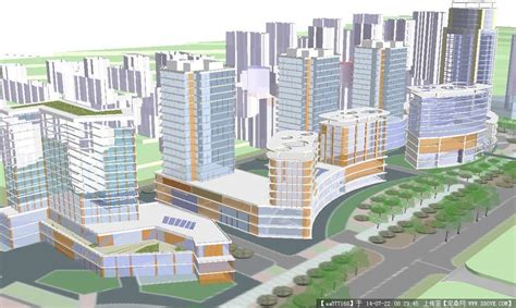 现代商业办公区3dmax 模型下载-光辉城市