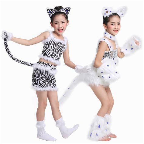 儿童小猫演出服波斯猫学猫叫舞台表演服装幼儿园动物可爱花猫舞蹈_虎窝淘