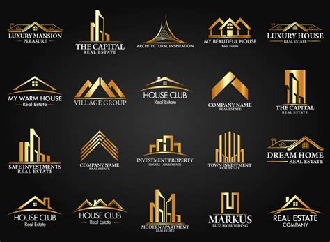 矢量金色房地产logo设计图片-金色的房地产logo标志矢量设计素材-高清图片-摄影照片-寻图免费打包下载