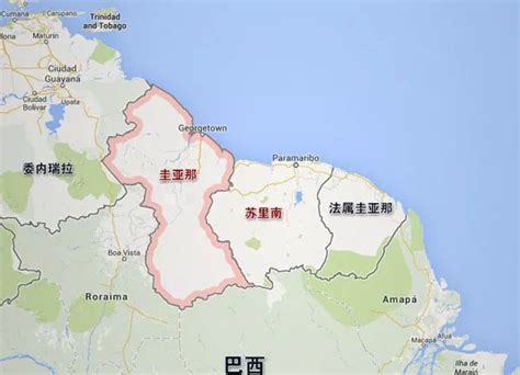 苏里南地图位置图片