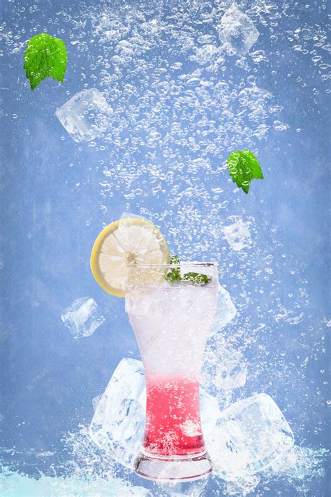 夏季清新清凉饮品蓝色海报背景图片免费下载-千库网