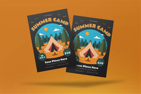 暑假野外露营活动传单素材 Summer Camp Flyer – 设计小咖