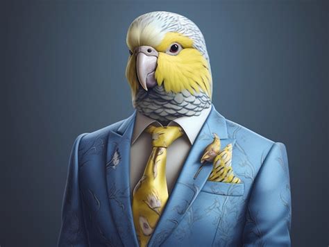 Premium Photo | Fashion model bird in luxury jacket and tie generative ai