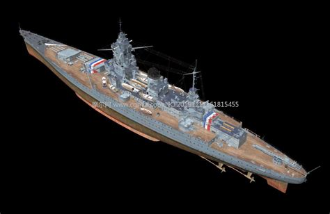 敦刻尔克号战列舰OBJ模型_军舰模型下载-摩尔网CGMOL