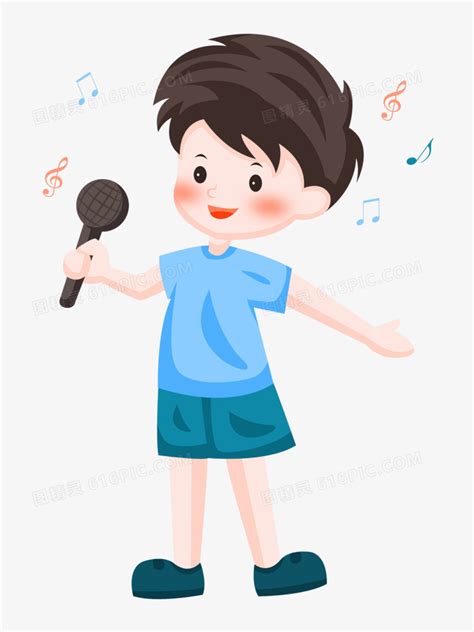 儿童卡通插画——弹琴的小男孩和唱歌的小女孩EPS素材免费下载_红动中国