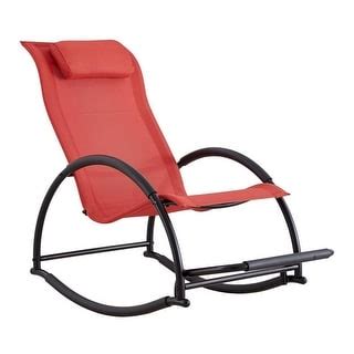 Red Fabric Rocking Chair with Head Pillow, Thick Iron Tube Frame and ...