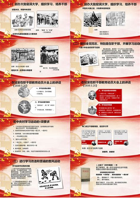 中国风政党学习延安精神庆祝祖国成立68周年PPT模版_卡卡办公