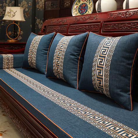 新中式红木沙发坐垫加厚罗汉床实木家具垫子防滑木沙发垫套罩定制_虎窝淘
